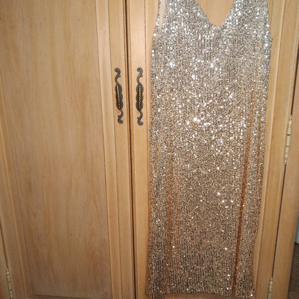 Chelsea & Violet Gold Sequin Party Dress